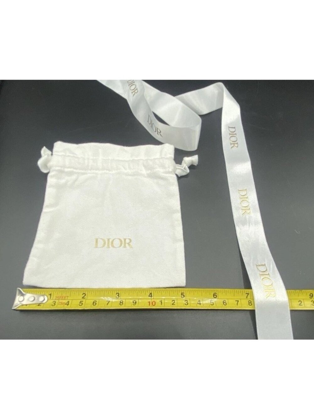Dior Beaute Beauty White Cotton Drawstring Pouch Bag with Satin Ribbon 54 Inch - Picture 8 of 16